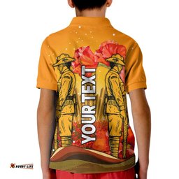 Custom Personalised Aboriginal Anzac Day Kid Polo Shirt Soldier Poppy Vibe