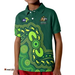 Custom Text And Number Australia Rugby Sevens Kid Polo Shirt Aboriginal