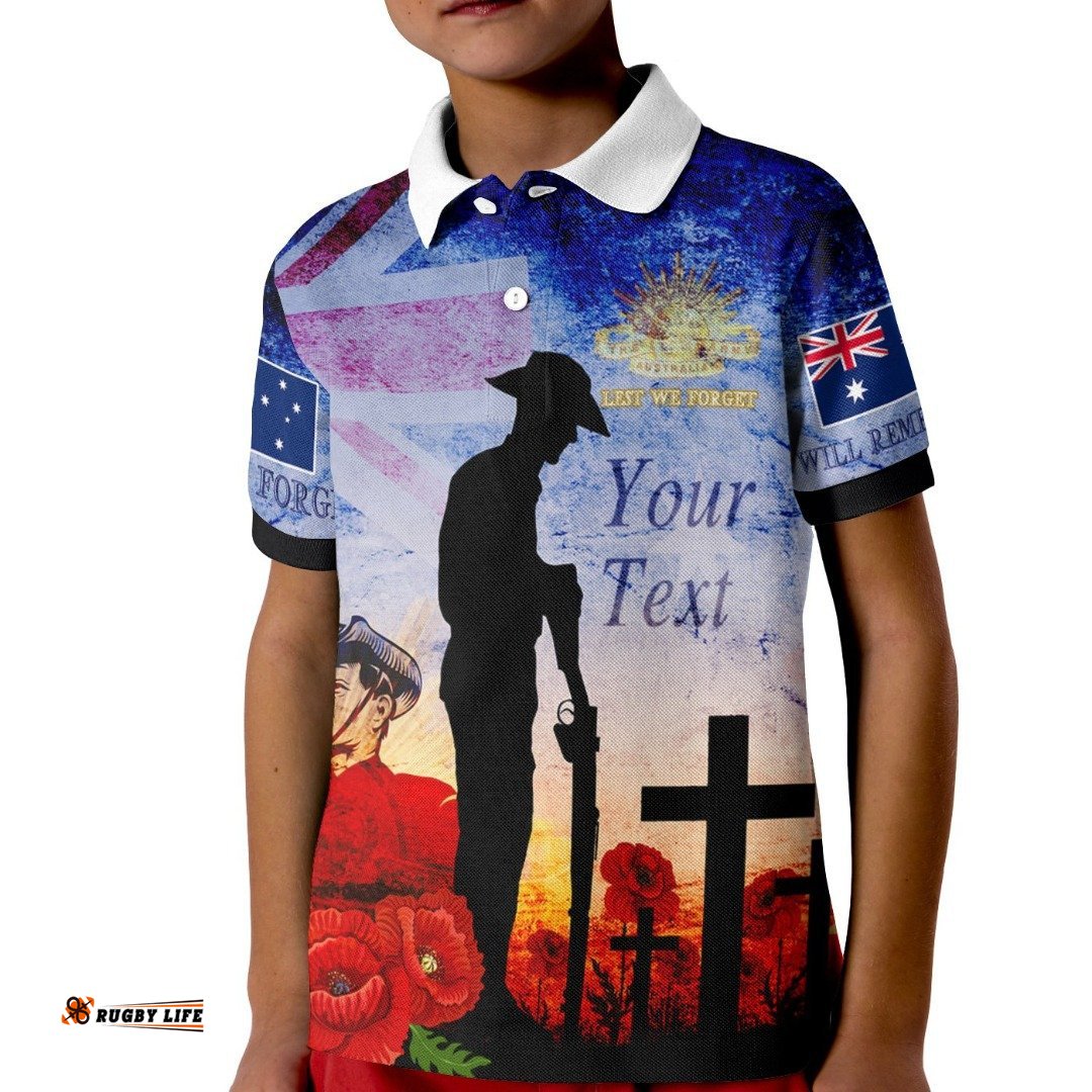 Custom Anzac Kid Polo Shirts - Anzac Lest We Forget The Australian Army