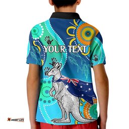 Personalised Australia Kangaroo Kid Polo Shirt Aboriginal Tribal Art Stylization