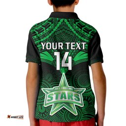Custom Melbourne Stars Cricket Kid Polo ShirtUnique Indigenous Art Mix Polynesian Pattern
