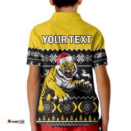 Custom Personalised Richmond Football Polo Shirt KID Tigers Indigenous Merry Christmas