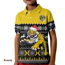 Custom Personalised Richmond Football Polo Shirt KID Tigers Indigenous Merry Christmas