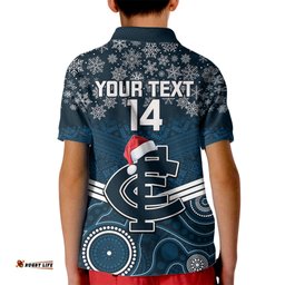 Custom Blues Football Christmas Kid Polo Shirt Merry XmasMix Aboriginal Art