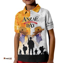 Australia And New Zealand ANZAC Day Kid Polo Shirt Lest We Forget