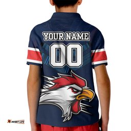 Custom Roosters PermierKid Polo Shirt NRL Mascot with Aboriginal