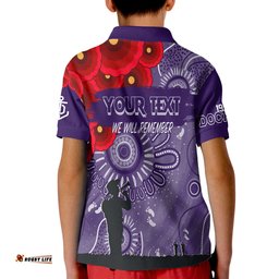 Custom Personalised Freo Dockers Indigenous Anzac Day KID Polo Shirt We Will Remember