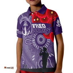 Custom Personalised Freo Dockers Indigenous Anzac Day KID Polo Shirt We Will Remember