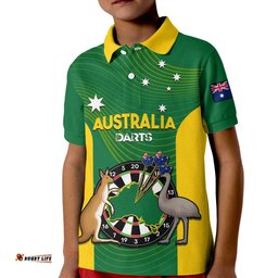 Australia Darts National Color Mix Kangaroo And Emu Kid Polo Shirt