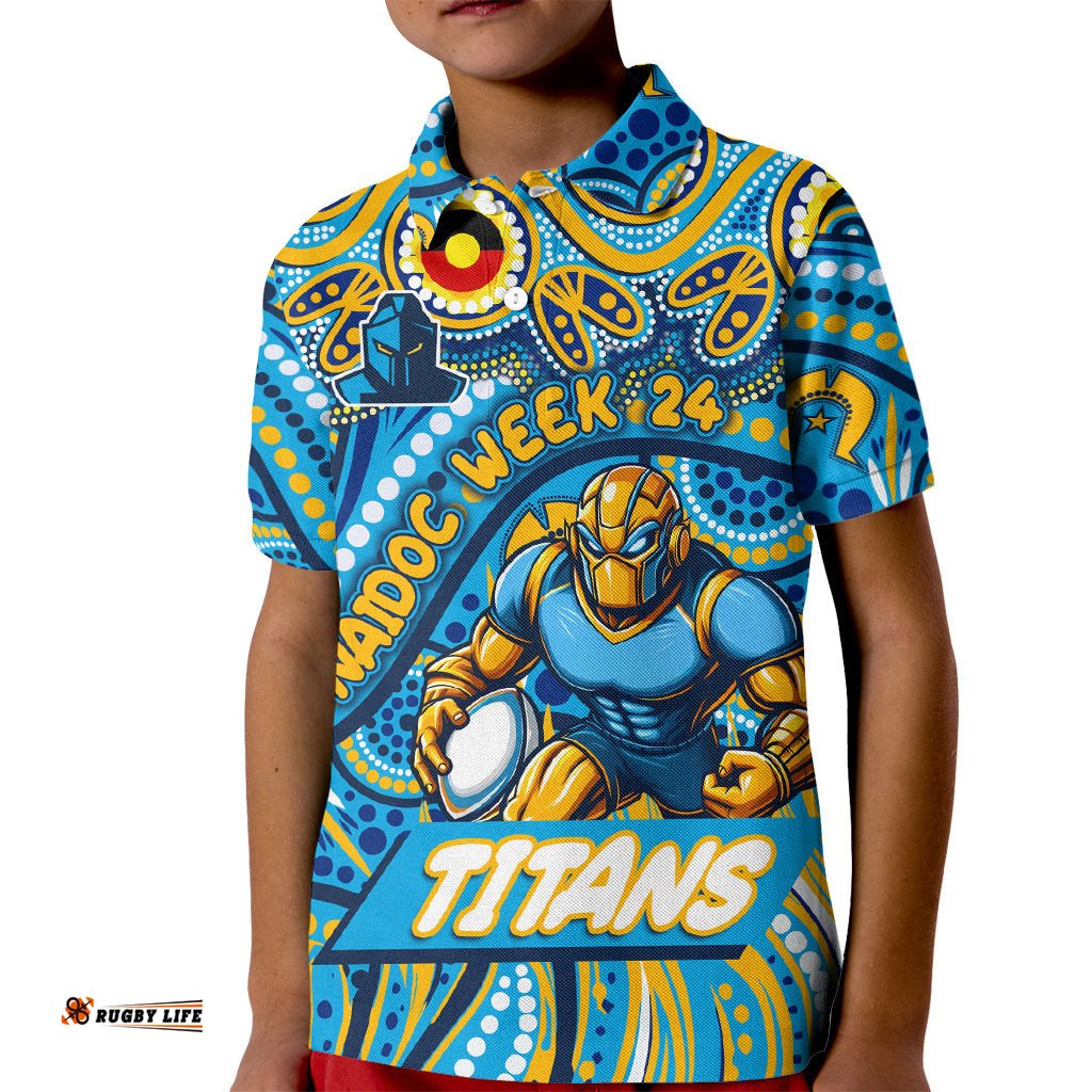 Custom Australia NAIDOC Week 2024 Kid Polo Shirt Titans Mascot Keep The Fire Burning