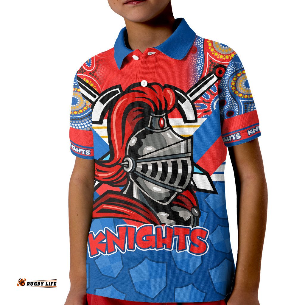 NRL Knight Kid Polo Shirt Proud Newcastle Aboriginal Vibe