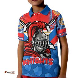 NRL Knight Kid Polo Shirt Proud Newcastle Aboriginal Vibe