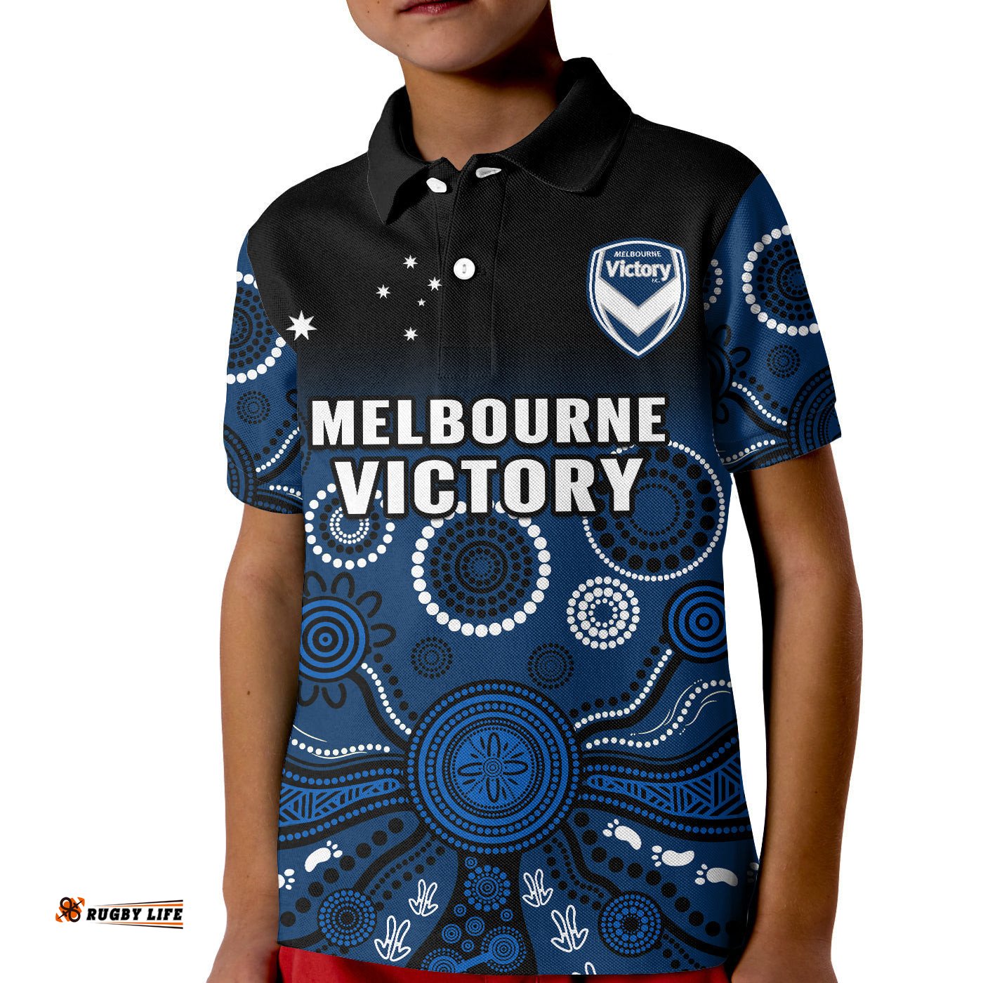 Melbourne Victory Football Polo Shirt KID Aboriginal Art