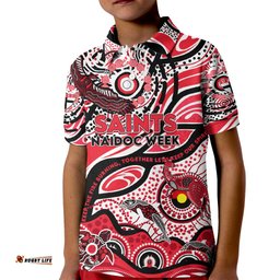 Custom NAIDOC Week 2024 Saints Kid Polo Shirt Aboriginal Animals Keep The Fire Burning