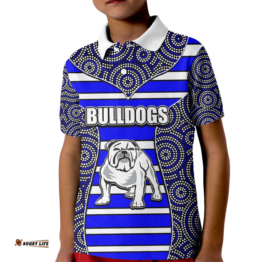 NRL - Bulldogs Kid Polo Shirt Mix Dot Aboriginal