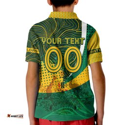 Personalised Matildas Australia Soccer Kid Polo Shirt Aboriginal Dot Painting