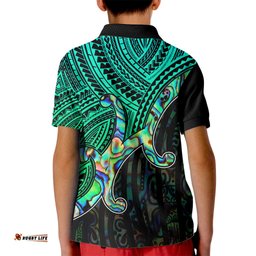 Aotearoa Papua Shell Kid Polo Shirt Maori Tribal Pattern