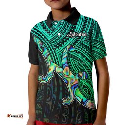 Aotearoa Papua Shell Kid Polo Shirt Maori Tribal Pattern