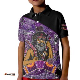 Australian Boomerang Polo Shirt KID Indigenous Australia Purple Graceful