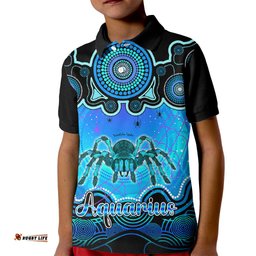 Personalised Australia Scorpio Tarantulas Spider Zodiac Kid Polo Shirt Auz Astrology Aboriginal - Aqua