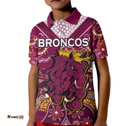 Custom Text And Number Broncos Rugby Polo Shirt KID Indigenous Pattern Artsy Ver.01