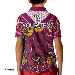 Custom Text And Number Broncos Rugby Polo Shirt KID Indigenous Pattern Artsy Ver.01