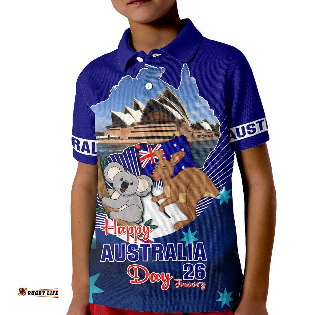 Australia Day Kid Polo Shirt 2024 Proud To Be Australian Flag Color