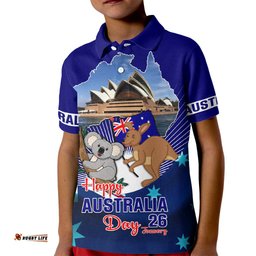 Australia Day Kid Polo Shirt 2024 Proud To Be Australian Flag Color