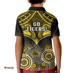Richmond Football Kid Polo Shirt Tigers Aboriginal Mix Polynesian Pattern