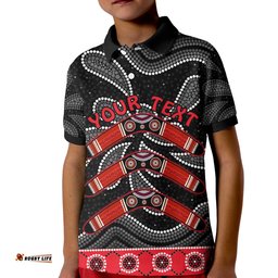 Custom Personalised Aboriginal Boomerang Polo Shirt KID Kangaroo Australia