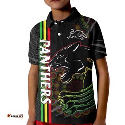 Penrith Panthers Rugby Polo Shirt KID The Mountain Men Aboriginal Art Dynamic