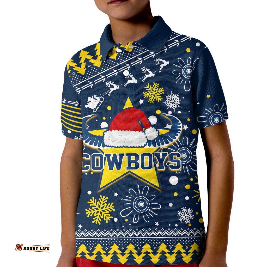Cowboys Rugby Kid Polo Shirt Born Tough Bred Proud Christmas Vibe-