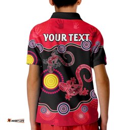 Custom Personalised Aboriginal Lizard Polo Shirt KID Attracted Australia Version Red