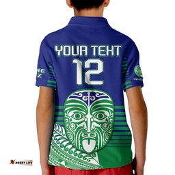 Custom Warriors New Zealand Rugby Kid Polo Shirt Maori Face Ta Moko Simple Style