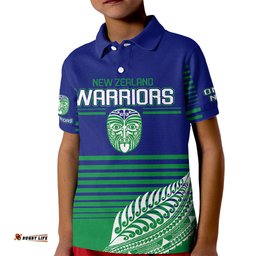 Custom Warriors New Zealand Rugby Kid Polo Shirt Maori Face Ta Moko Simple Style
