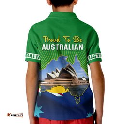 Australia Day Kid Polo Shirt 2024 Proud To Be Australian National Color