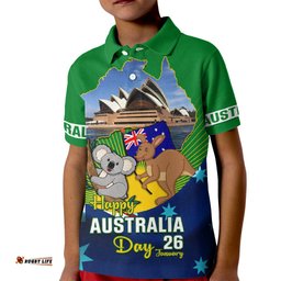 Australia Day Kid Polo Shirt 2024 Proud To Be Australian National Color