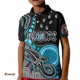 Personalised NAIDOC WeekAFL Powers Kid Polo Shirt Aboriginal Dot Art Lizard Mix Boomerang