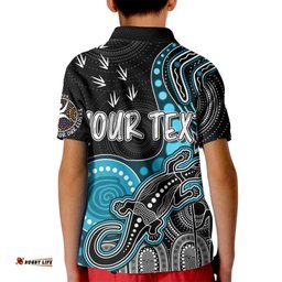 Personalised NAIDOC WeekAFL Powers Kid Polo Shirt Aboriginal Dot Art Lizard Mix Boomerang