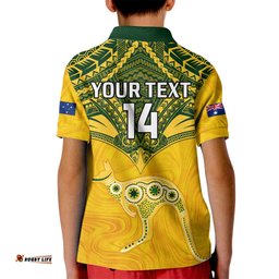 Custom Australia Matildas Kid Polo Shirt Polynesian Mix Gold Marble