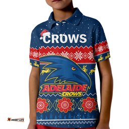 Custom Personalised Adelaide Football Polo Shirt KID Crows Indigenous Merry Christmas