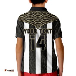 Custom Text And Number Magpies Football Polo Shirt KID Collingwood 1892 Indigenous Sporty Style