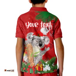 Personalised Koala Lover Kid Polo Shirt Australia Koalaty Merry Christmas Aboriginal