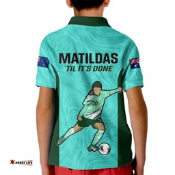 Australia Soccer Kid Polo Shirt Sam Kerr Matildas ProudWorld Cup Turquoise