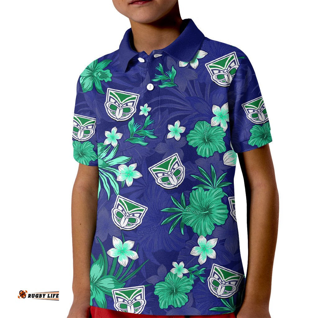 Custom Warriors Rugby Kid Polo Shirt Beautiful Floral Pattern Spring Summer Vibe