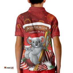 Australia Koala Kid Polo Shirt Christmas In July - Red