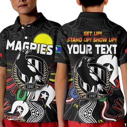 Custom Personalised Magpies NAIDOC Week Polo Shirt KID Collingwood Football Aboriginal
