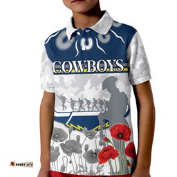 Cowboys AnzacPolo Shirt KID Aboriginal Lest We Forget