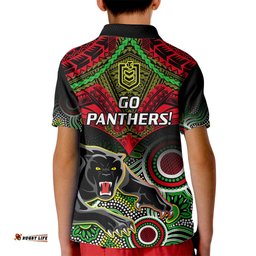 Panthers Rugby Kid Polo Shirt Penrith 1966 Aboriginal Mix Polynesian Pattern