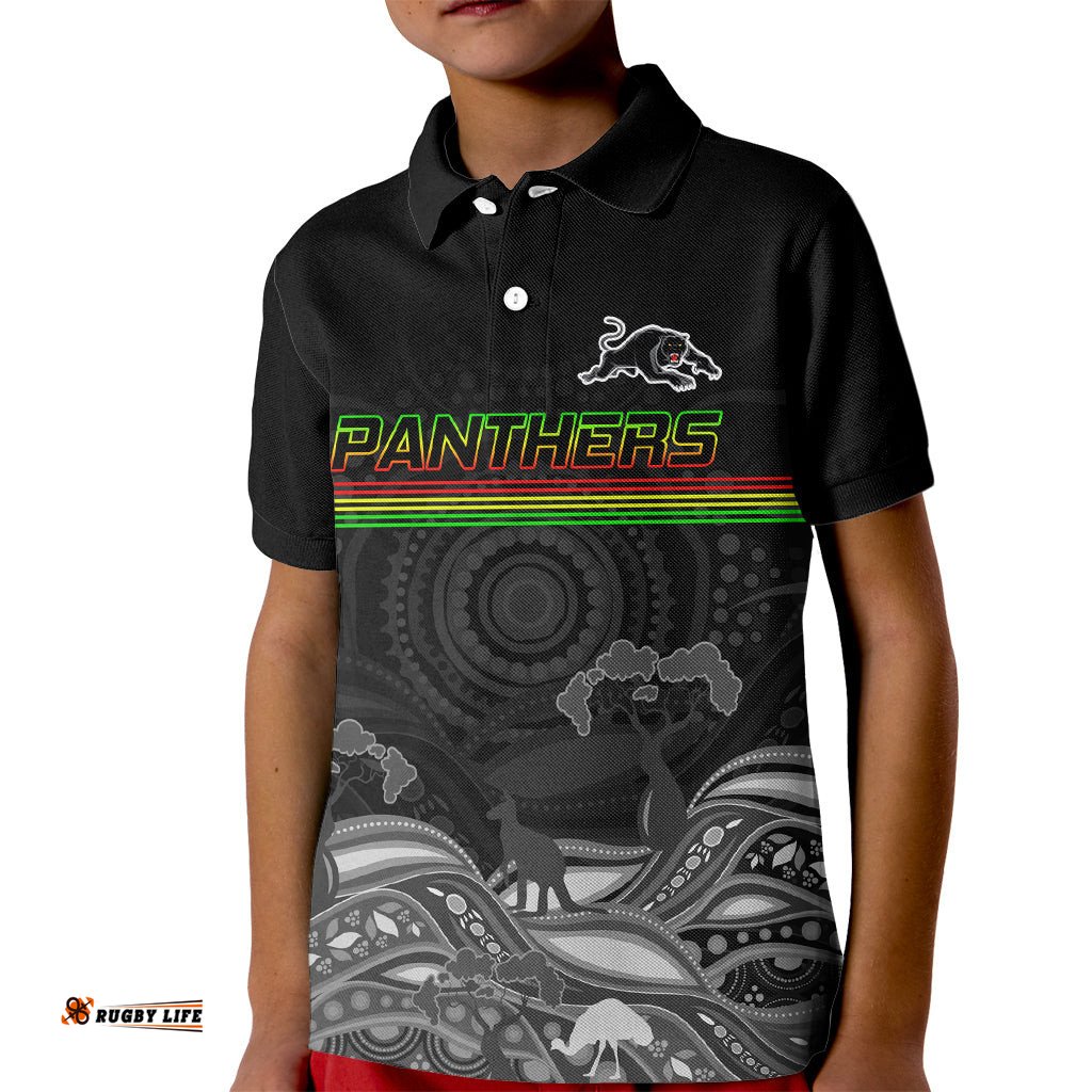 Custom Panthers Rugby Kid Polo Shirt The Starry Night Indigenous